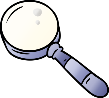 Bir insan tarafından çizilmiş bir büyüteçin gradyan karikatürü.