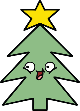 Bir insan tarafından çizilmiş güzel bir Noel ağacı karikatürü.