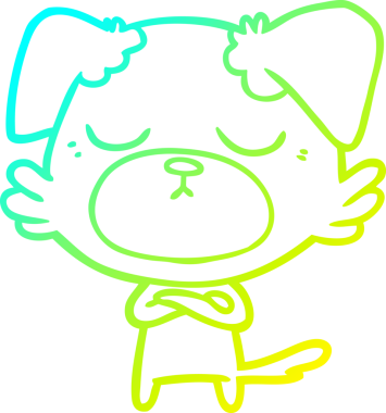 Bir insan tarafından çizilmiş şirin bir çizgi köpeğin soğuk gradyan çizgisi.