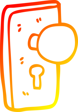 Bir çizgi film kapı kolunun insan tarafından çizilmiş sıcak çizgi çizimi