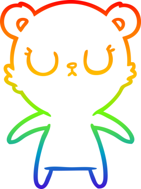 Bir insan tarafından çizilmiş barışçıl bir ayı yavrusunun gökkuşağı gradyanı çizimi