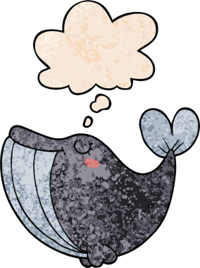 Bir insan tarafından çizilmiş grunge desenli düşünce balinası.