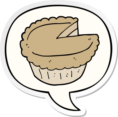 Bir insan tarafından çizilmiş baloncuk çıkartmalı çizgi film pastası.