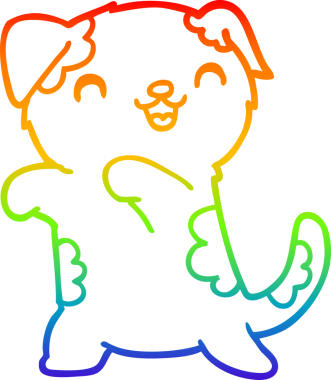 Gökkuşağı gradyan çizimi. Bir insan tarafından çizilmiş şirin bir karikatür.