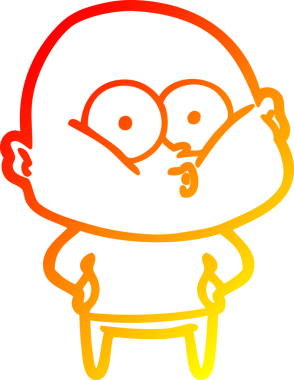 Bir insan tarafından çizilmiş kel bir adamın sıcak çizgi çizimi.