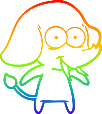 Gökkuşağı gradyanı çizimi bir insan tarafından çizilmiş mutlu bir filin çizimi