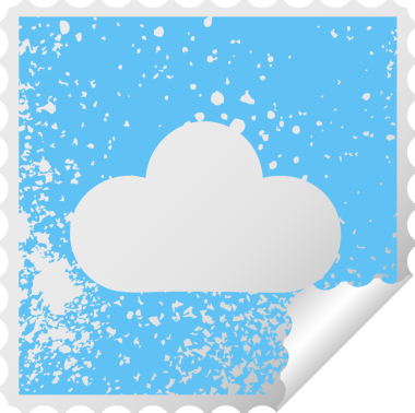 Bir insan tarafından çizilmiş beyaz bir bulutun kare soyulmuş çıkartması.