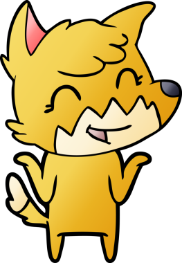 Bir insan tarafından çizilmiş mutlu çizgi film tilkisi.