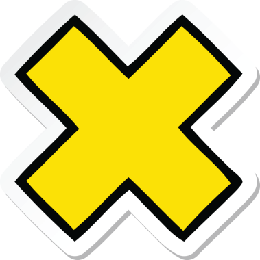 Bir insan tarafından çizilmiş şirin bir çizgi film çarpma sembolünün çıkartması.