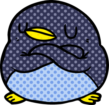 Bir insan tarafından çizilmiş çapraz kollu penguen.