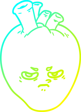 Bir çizgi filmin soğuk gradyan çizimi bir insan tarafından çizilmiş ortalama bir kalp.