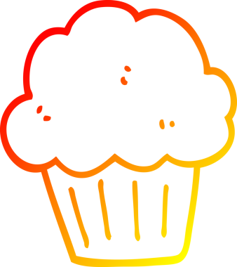 Bir insan tarafından çizilmiş çizgi film kekinin sıcak gradyan çizgisi.