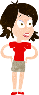 Bir insan tarafından çizilmiş kalçaları olan çizgi film kadını.