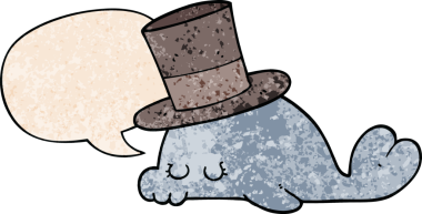 Bir insan tarafından çizilmiş eski moda konuşma baloncuğu olan sevimli çizgi film yunusu.