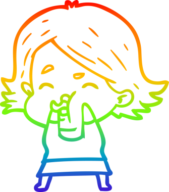 Gökkuşağı gradyan çizgi çizimi Bir insan tarafından çizilen bir kız karikatürü