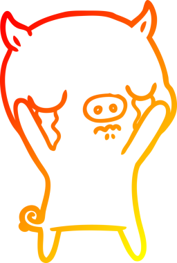 Bir insan tarafından çizilmiş, ağlayan bir domuzun sıcak çizgi çizimi.