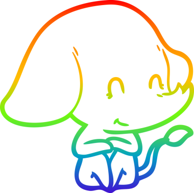 Gökkuşağı gradyan çizgisi bir insan tarafından çizilmiş şirin bir fil çizimi