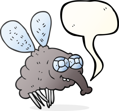 Bir insan tarafından çizilmiş serbest konuşma balonu karikatürü sineği