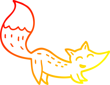 Bir insan tarafından çizilmiş mutlu tilki çizgi çizimi.