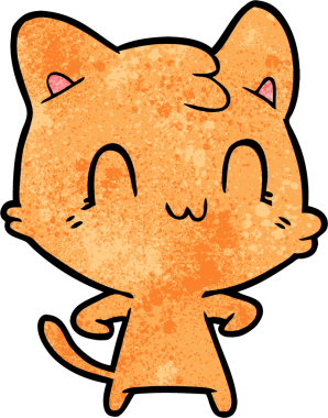 Bir insan tarafından çizilmiş mutlu bir kedi.