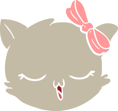 Bir insan tarafından çizilmiş düz renkli çizgi film kedi yüzü