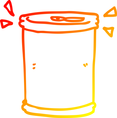 Bir insan tarafından çizilmiş karikatür soda kutusunun sıcak gradyan çizgisi.