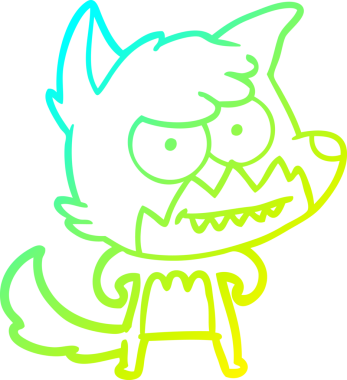 Bir insan tarafından çizilmiş sırıtan bir tilkinin soğuk çizgi çizimi