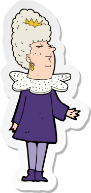 Bir insan tarafından çizilmiş karikatür kraliçesinin çıkartması.