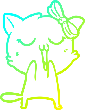 Bir insan tarafından çizilen çizgi film kedisinin soğuk gradyan çizgisi.