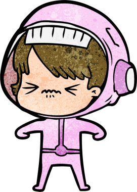 Bir insan tarafından çizilmiş kızgın uzay kızı.