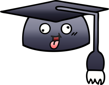 Bir insan tarafından çizilmiş mezuniyet şapkasının gölgeli çizgi filmi.