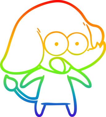 Gökkuşağı gradyan çizgisi bir insan tarafından çizilmiş şirin bir fil çizimi