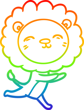 Gökkuşağı gradyan çizgi çizimi bir insan tarafından çizilmiş koşu aslanı