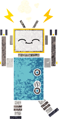 Bir insan tarafından çizilmiş bir robotun retro çizim tarzı karikatürü