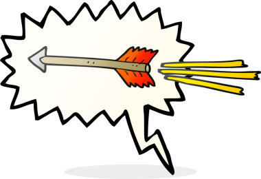 Bir insan tarafından çizilmiş serbest konuşma balonu uçan ok.