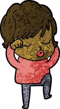 Bir insan tarafından çizilmiş gözleri kapalı çizgi film kadını.