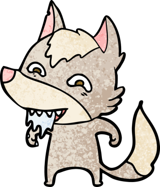 Bir insan tarafından çizilmiş aç kurt çizgi filmi.