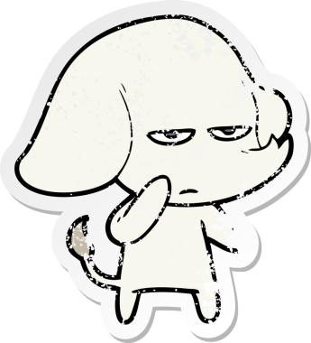 Bir insan tarafından çizilmiş kızgın bir fil çıkartması.