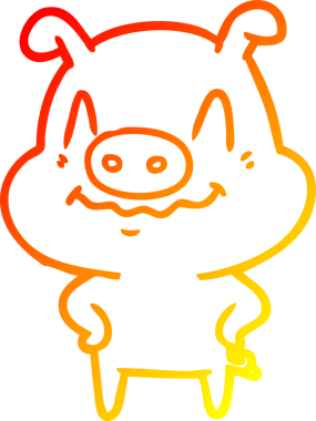 Bir insan tarafından çizilmiş gergin bir domuz çizgi çizimi.