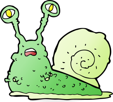 bir insan tarafından çizilmiş karikatür salyangozu