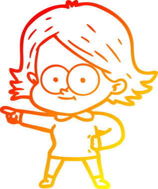 Bir insan tarafından çizilmiş mutlu bir çizgi film kızı çizimi