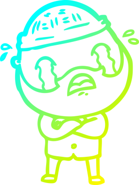 Bir insan tarafından çizilmiş ağlayan sakallı bir adamın çizdiği soğuk çizgi.