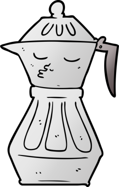 Bir insan tarafından çizilmiş kahve demliği.