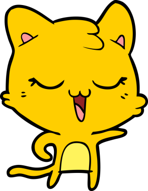 Bir insan tarafından çizilmiş mutlu çizgi film kedisi.