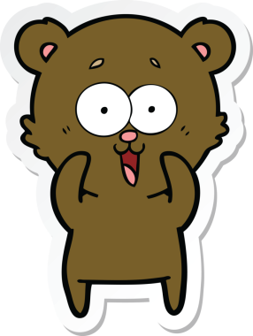 Bir insan tarafından çizilmiş gülen oyuncak ayının çıkartması.