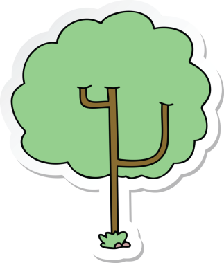 Bir insan tarafından çizilmiş garip bir el karikatür ağacının çıkartması.