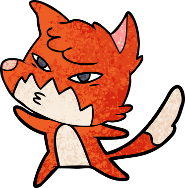 Bir insan tarafından çizilmiş akıllı çizgi film tilkisi.