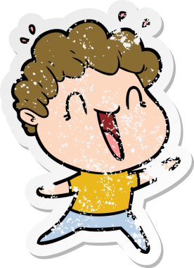 Bir insan tarafından çizilmiş mutlu bir adamın sıkıntılı çıkartması.