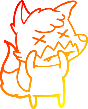 Bir insan tarafından çizilen ölü tilkinin sıcak çizgi çizimi