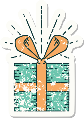 Bir insan tarafından çizilmiş dövme stili eski bir çıkartma.